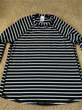 Kona Sol Black and White Striped Swim Coverup
